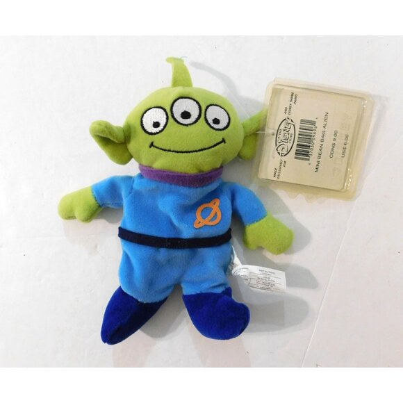 Disney Store Toy Story Alien Mini Bean Bag Plush 8 Inch Blue Green Tags - Picture 1 of 3
